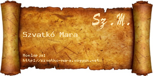 Szvatkó Mara névjegykártya